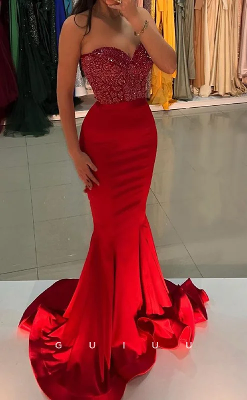 G3363 - Sexy & Hot Sheath & Mermaid Sweetheart Beaded Trumpet Dress Mermaid Prom Dress