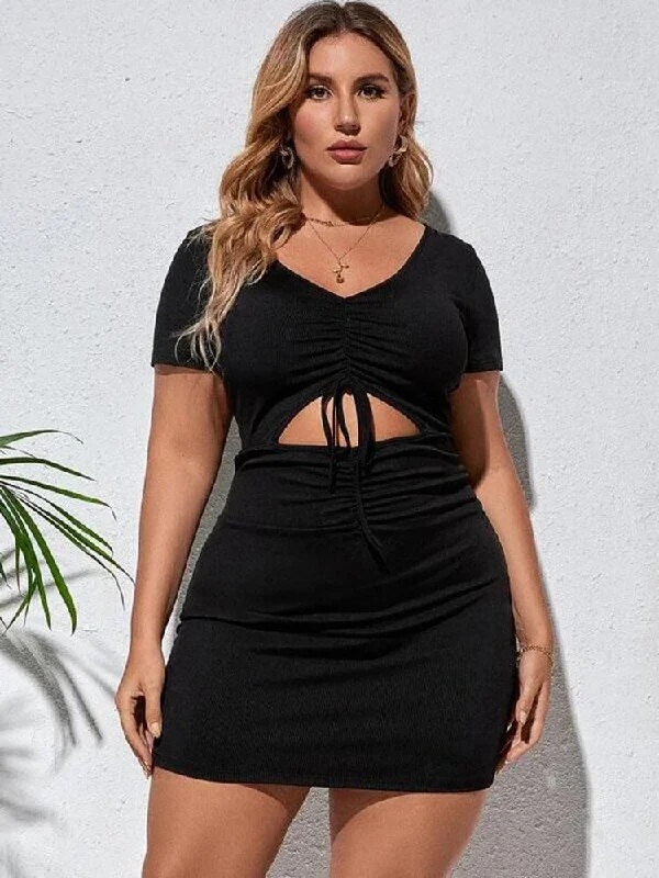 Plus Size Bodycon Cut-out Mini Dress