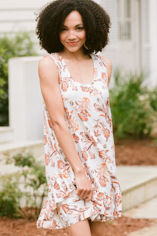 Tell You Everything Taupe Brown Floral Mini Dress