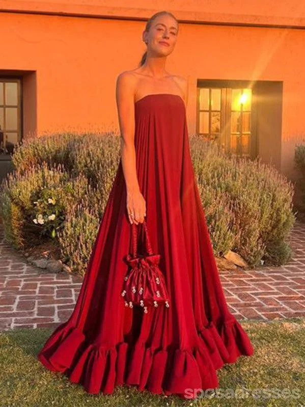 Fashion Dark Red A-line Maxi Long Party Prom Dresses,Evening Dress,13518