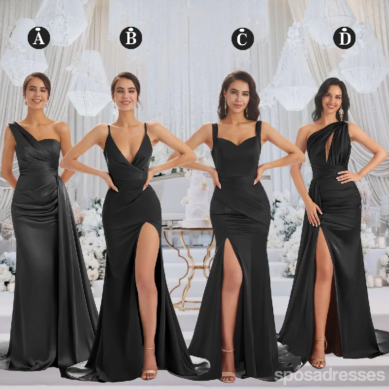 Mismatched Black Mermaid Maxi Long Bridesmaid Dresses,Party Dress, WG1884