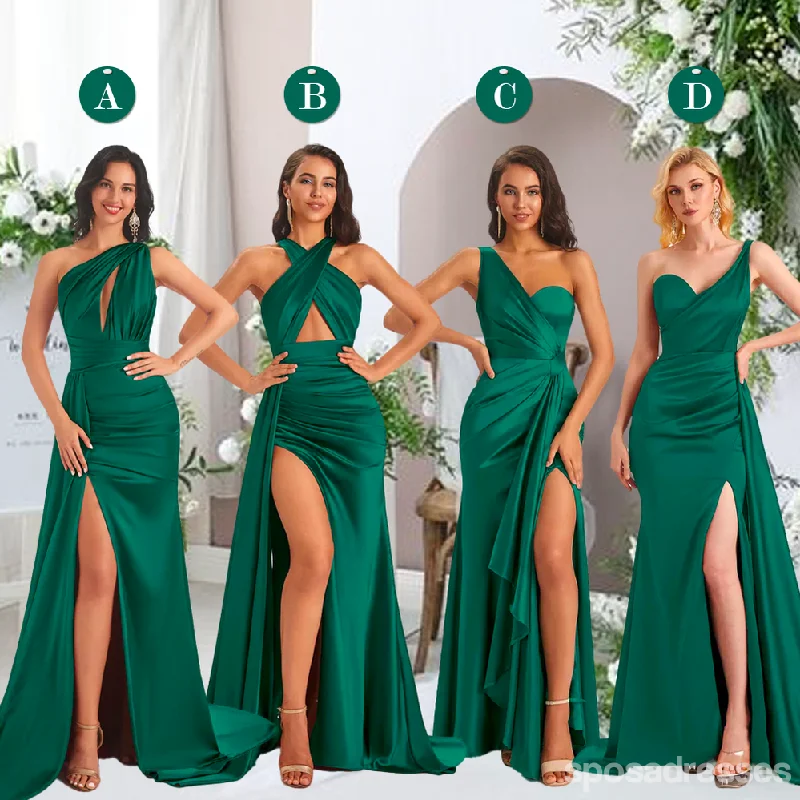 Mismatched Emerald Green Mermaid Maxi Long Bridesmaid Dresses,Party Dress, WG1887