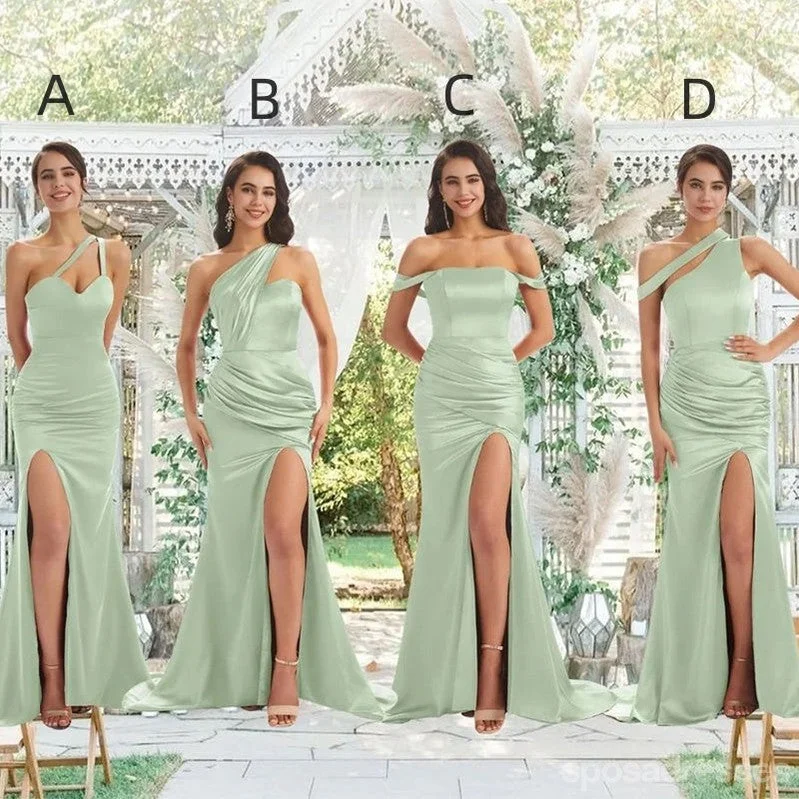 Mismatched Sage Mermaid Maxi Long Bridesmaid Dresses,Party Dress, WG1879