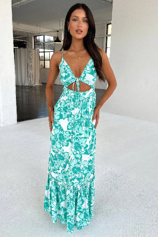 Primerose Maxi Dress - Green Floral