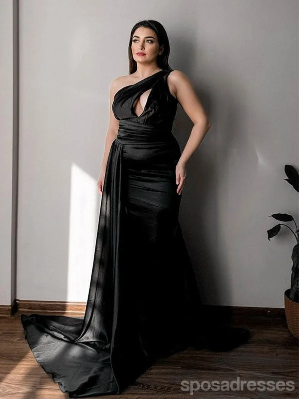 Sexy Black Mermaid One Shoulder Maxi Long Party Prom Dresses,Evening Dress,13465