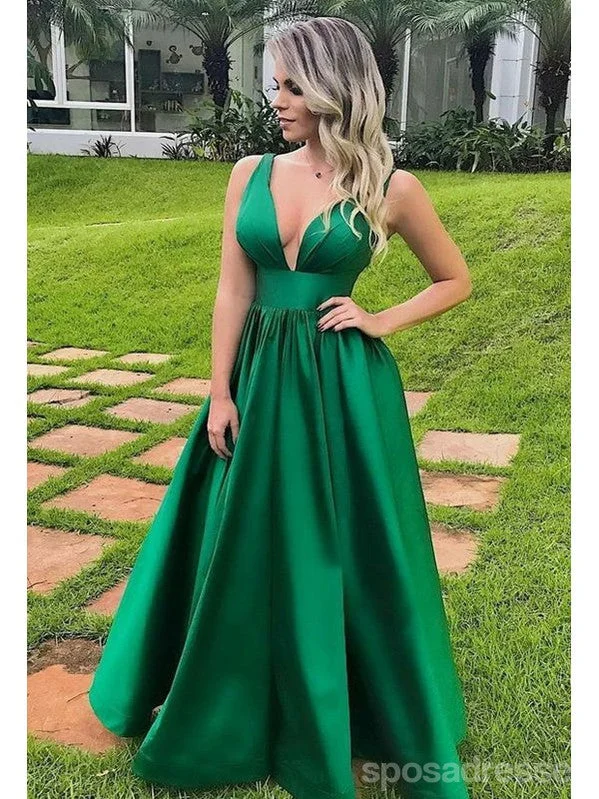 Sexy Green A-line Deep V-neck Maxi Long Party Prom Dresses,Evening Dress,13425