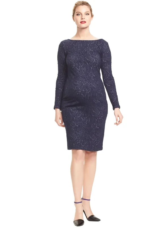 Heidi Midi Maternity Dress - Navy